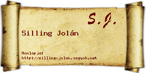 Silling Jolán névjegykártya